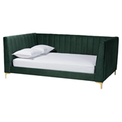 Baxton Studio Oksana Glam and Luxe Emerald Green Velvet and Gold Metal Full Daybed